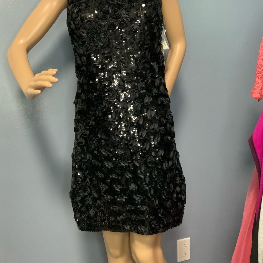 Black by Alexia Designs - Black Sequin Sheath Mini Dress Sleeveless NWT
